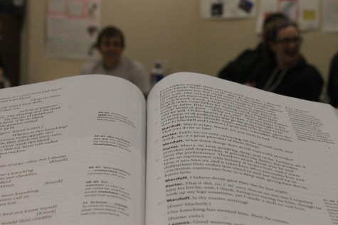 Reading Macbeth in English class is a challenge with how Shakespeare wrights can be confusing. Most people don’t enjoy it while others do. Photo taken on April 14th in English class.
