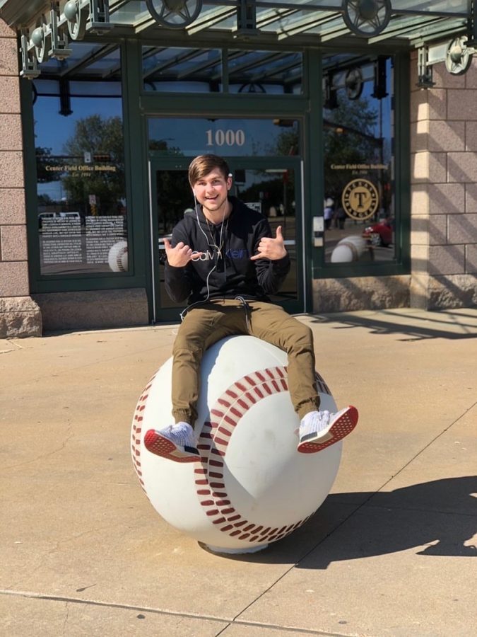 Ben Damron, senior is in Arlington Texas at The Globe Life Park seeing Billy Joel in concert inside of the park. “It was one of my favorite memories, it was so cool to see him perform,” Damron said. Picture 2:  Damron feels bored on his lunch break from being at his job Price Chopper and tries to have some fun in his free time. Damron, travels to Colorado during the Fall and climbed this mountain with his best friend Tristan Johnston, senior,, it was one of his favorite trips he’s taken so far. “The mountain had this really beautiful lake at the top where we could feed the chipmunks,” Damron said. 