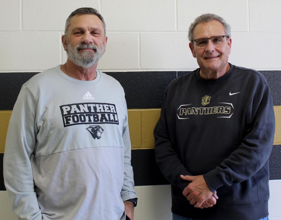 Mike Dumpert, head football coach, and Steve Gorsuch, assistant football coach, enjoy their last year teaching and coaching. Both created legacies for future students to follow. 