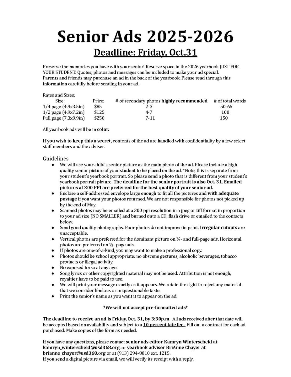 Senior yearbook ads information